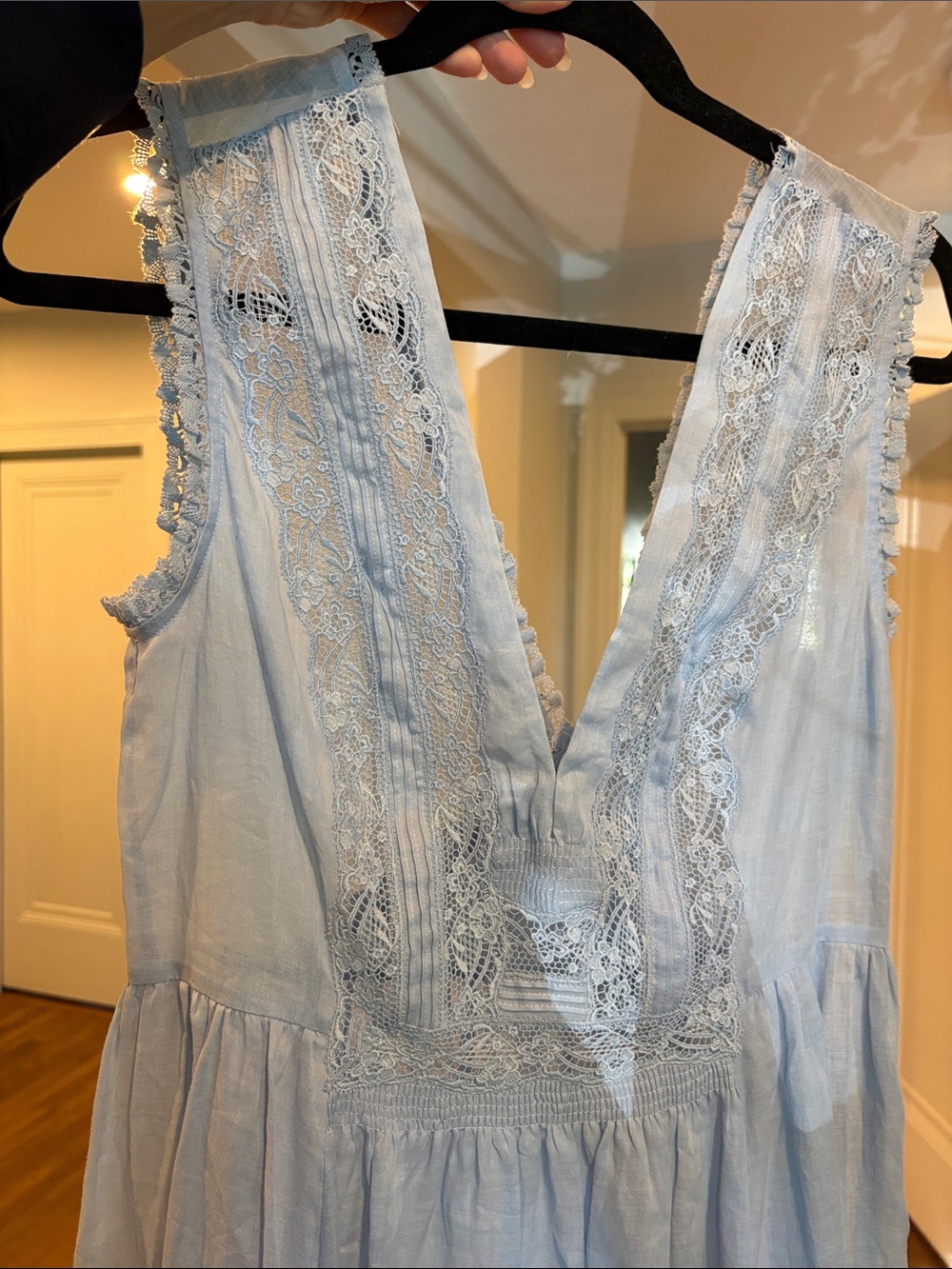 Doen Pale Blue Lace-Trim Maxi Dress - Picture 4 of 6